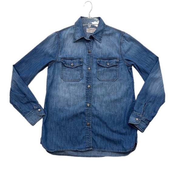 Current/Elliott The Perfect Shirt Women Size 1 Small Denim Cotton Metal Buttons - Picture 1 of 12